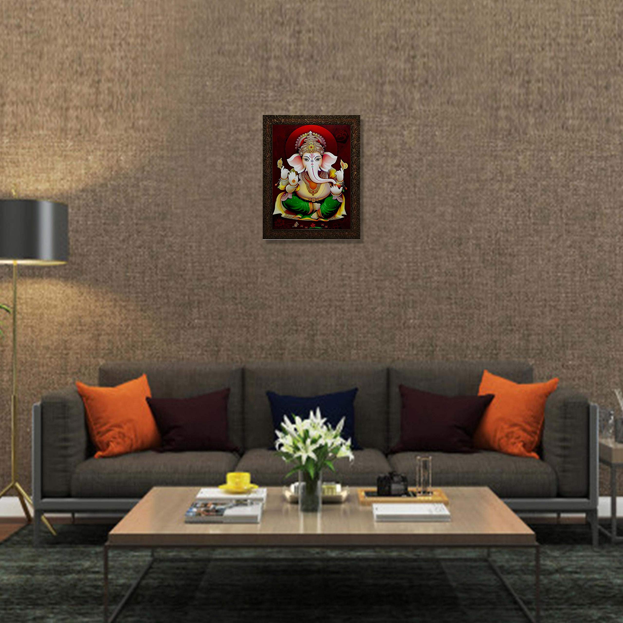 Indianara Lord Ganesha Painting -Synthetic Wood, 27X30.5X1Cm, Multicolour (Black)